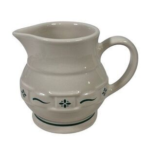 Longaberger Pottery Creamer Woven Tradition Green Cream Pitcher Gravy Syrup Milk